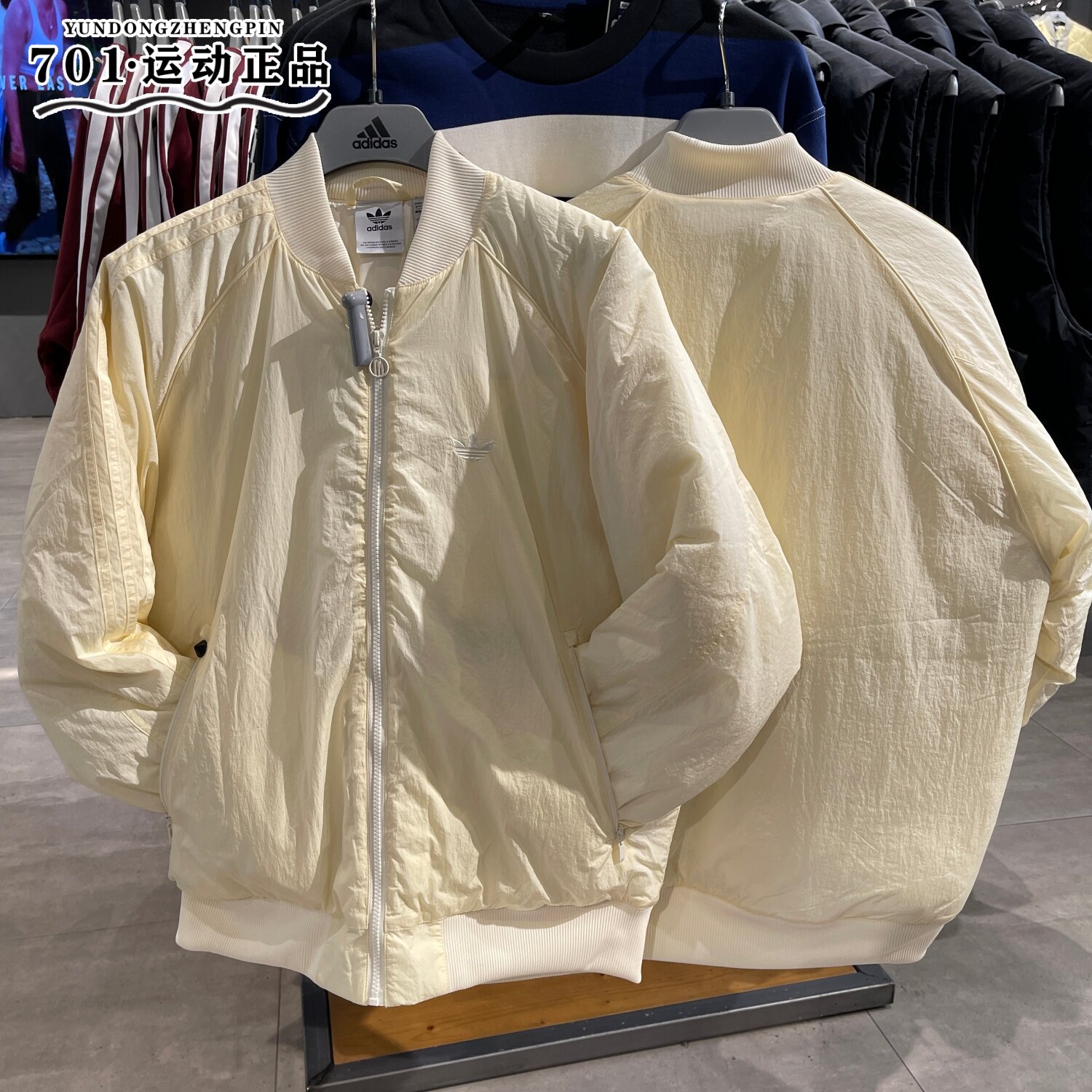 阿迪达斯三叶草男女同款保暖外套刺绣logo棒球服棉衣夹克JC8868