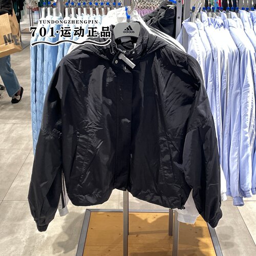 adidas三叶草女连帽刺绣透气外套