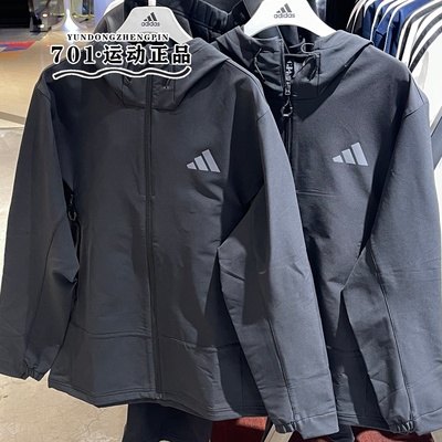 阿迪达斯男拒水保暖连帽软壳夹克