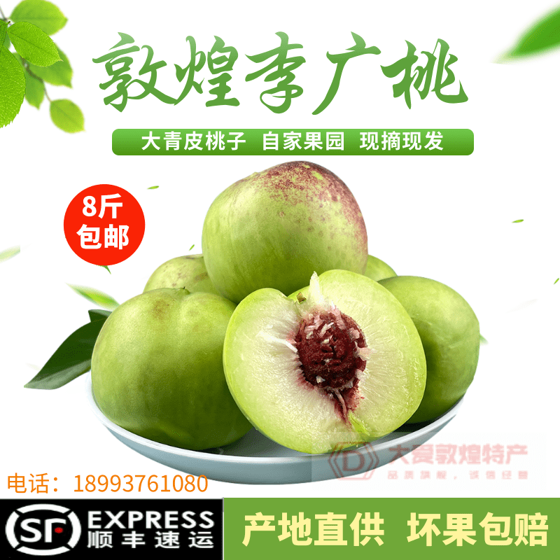 敦煌市自家果园产新鲜大青皮李广桃8斤时令水桃送礼鲜果顺丰包邮