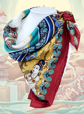 5cm敦煌壁画元素小丝巾