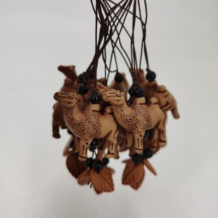 敦煌特产特色工艺品骆驼挂件仿胡杨木沙漠之舟树脂钥匙扣20个包邮