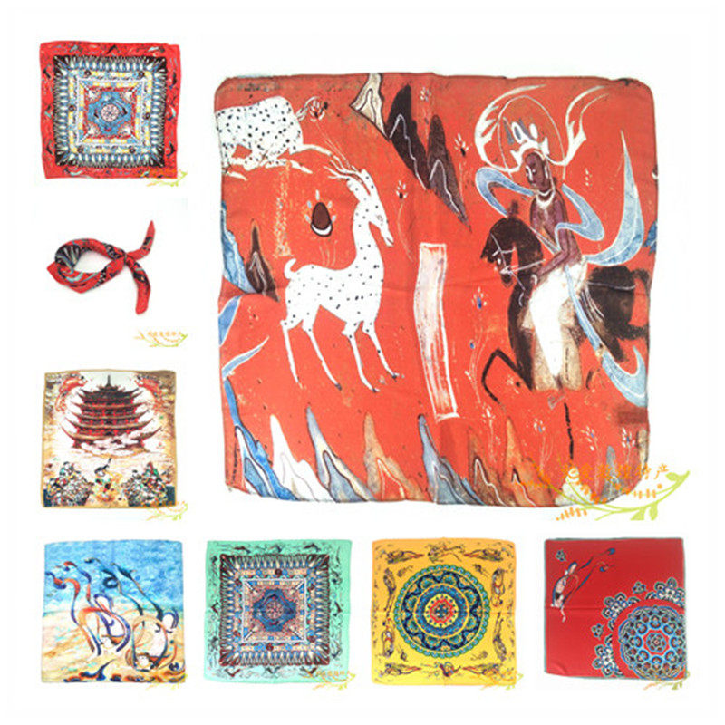 敦煌壁画真丝小方巾55cm