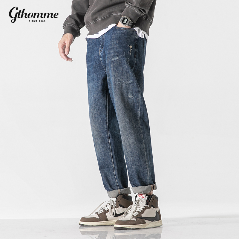 牛仔裤男宽松直筒休闲