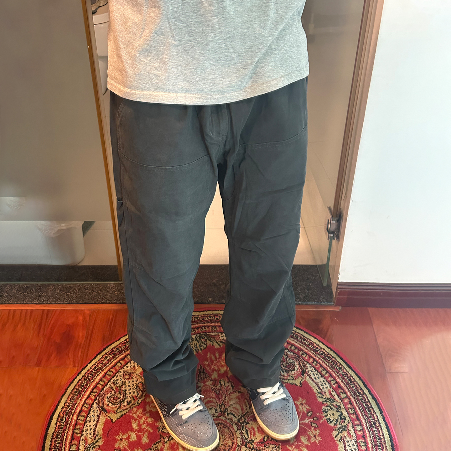 裤子男秋冬工装裤男宽松直筒潮流水洗复古美式立体裁剪休闲伐木裤