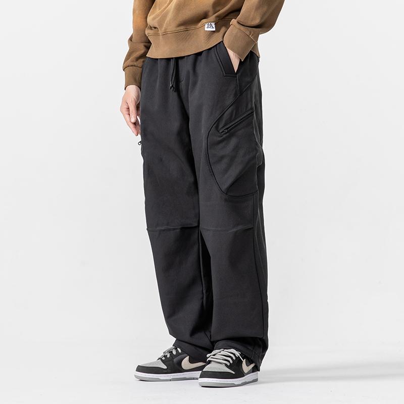 加绒工装裤男宽松直筒潮牌高街