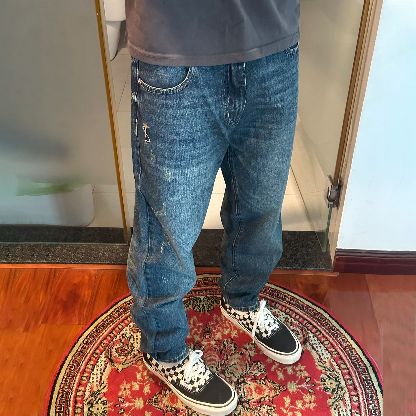 裤子男秋冬款牛仔裤男宽松直筒潮流百搭水洗复古休闲裤潮牌长裤