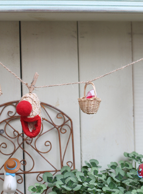 自然野生内蒙独有的草编迷你微缩篮子挂饰鞋子铃铛 麻绳自己绑