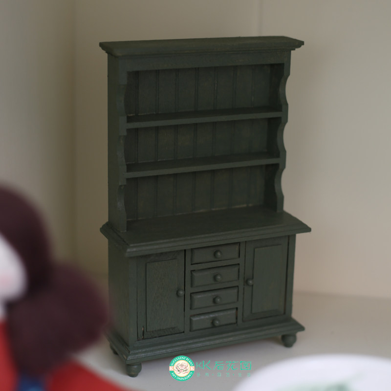 实木微缩娃娃屋家具配件摆件置物架摆件装饰迷你装饰柜收纳柜