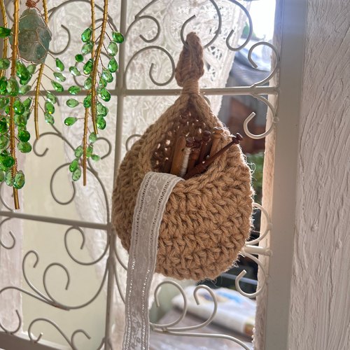 手织麻绳小挂袋很自然复古编织篮收纳可爱储物网兜镂空杂物篮自然