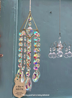 太阳捕手水晶风铃挂饰挂件ab彩钻氛围装饰