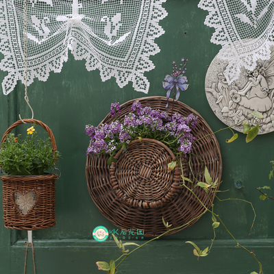 手工编织柳编花盆户外草帽造型花盆花篮创意收纳筐编织草编花盆套