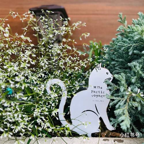 铁艺做旧可爱猫咪地插花插摆件剪影装饰铁片猫咪印花造景插件INS