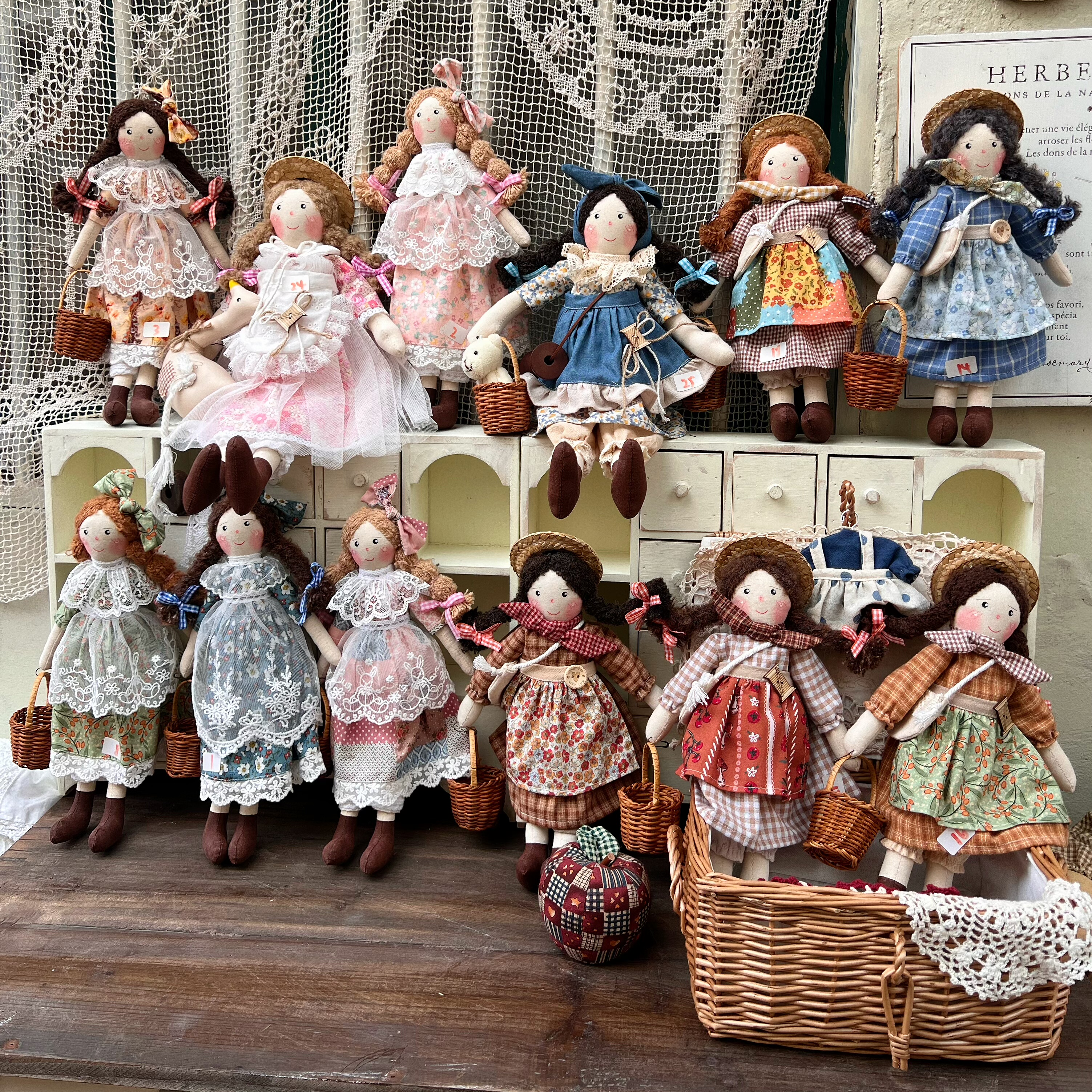 手工布偶娃娃精工公仔玩偶田园娃娃园艺送礼礼品摆件精工复古娃娃