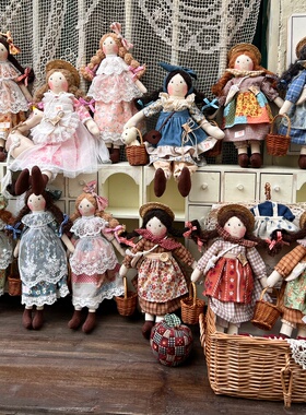 手工布偶娃娃精工公仔玩偶田园娃娃园艺送礼礼品摆件精工复古娃娃