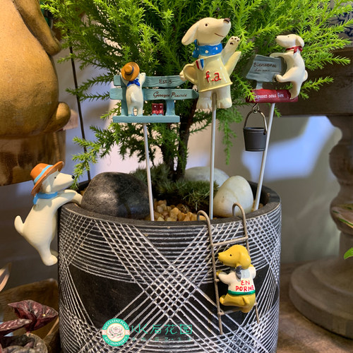 杂货园艺多肉花插插件爬盆爬缸挂花盆挂件小狗爬梯挂饰可爱树脂