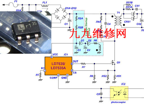 LD7535MBL电源管理芯片 6脚通用电源芯片 液晶芯片 j0330
