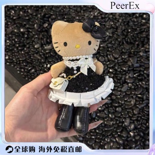 日本PeerEx长腿黑皮KT挂件玩偶猫书包钥匙扣毛绒玩偶公仔女礼物