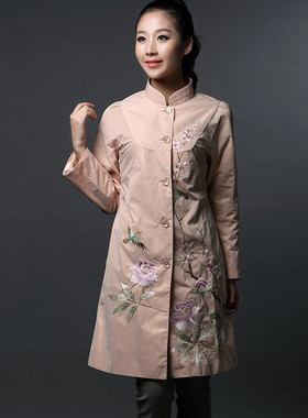 隆唐绣花女士修身显瘦立领外套