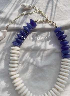 月岛手作｜原创 飞碟盘老琉璃项链颈链 monies/lizze个性文艺感