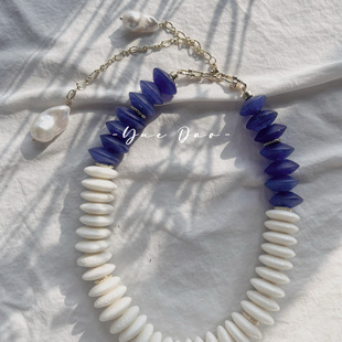 月岛手作｜原创 飞碟盘老琉璃项链颈链 monies/lizze个性文艺感