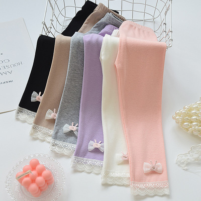 女底打底裤春秋薄款精棉宝宝外穿长裤洋气儿童透气女孩可爱裤子潮