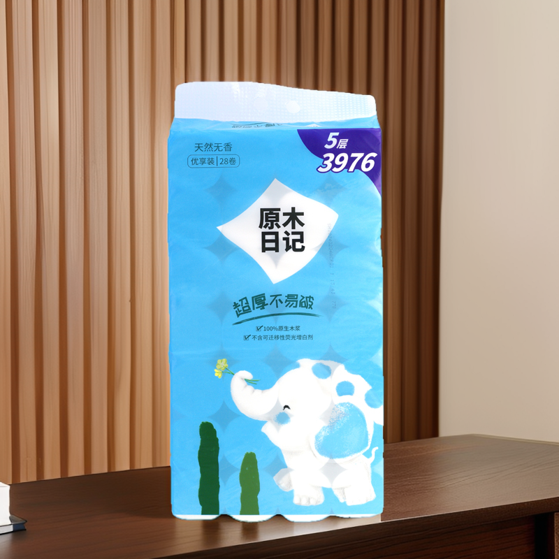 原木日记28卷实心卷纸5层厕所纸