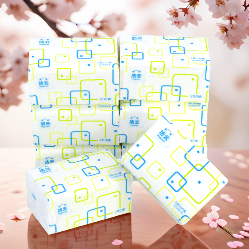 洁云牌面巾纸2层200抽48包原木