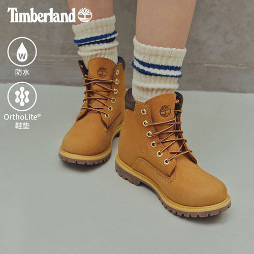 Timberland添柏岚经典大黄靴女鞋踢不烂徒步高帮靴女款防水马丁靴