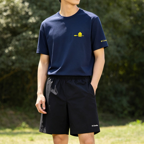 哥伦比亚男士运动套装夏季新款跑步健身运动服短袖t恤短裤两件套