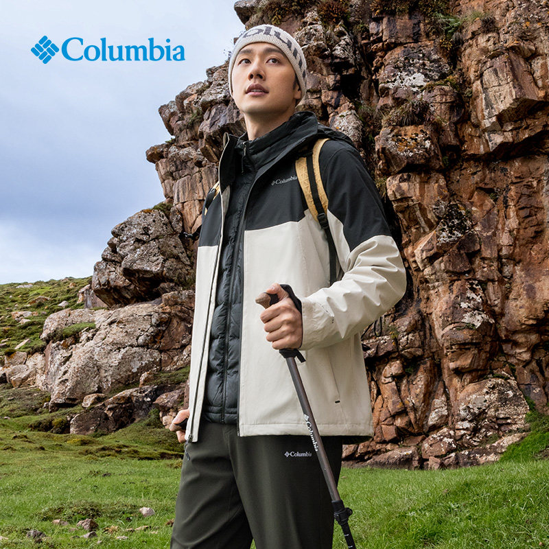 哥伦比亚羽绒三合一冲锋衣秋冬户外徒步热能反射保暖外套WE6671
