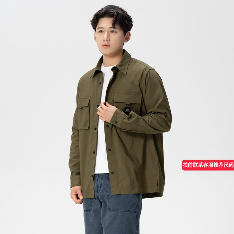 Timberland添柏岚外套男春季新款户外休闲夹克宽松长袖衬衫A68WU