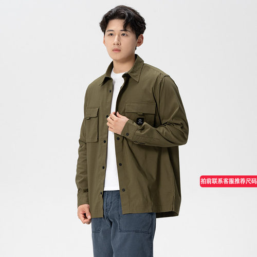 Timberland添柏岚外套男春季新款户外休闲夹克宽松长袖衬衫A68WU