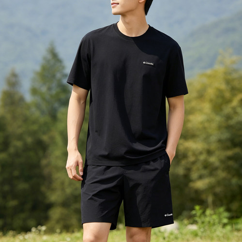 哥伦比亚男士运动套装夏季新款跑步健身运动服短袖t恤短裤两件套