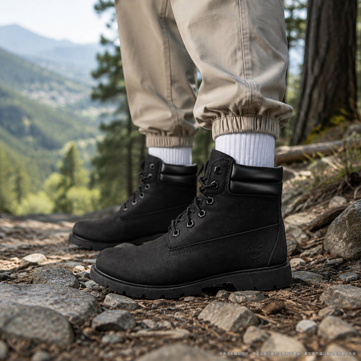 Timberland添柏岚马丁靴女鞋户外徒步登山靴女款黑色防泼水高帮靴图片