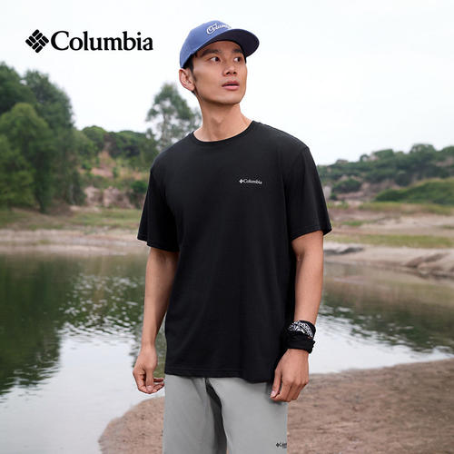 Columbia哥伦比亚户外短袖男装夏季新款透气半袖纯棉T恤男AE8963