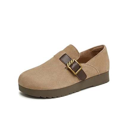 天美意复古厚底勃肯鞋女休闲鞋一脚蹬深口单鞋2024秋新款KK009CM4