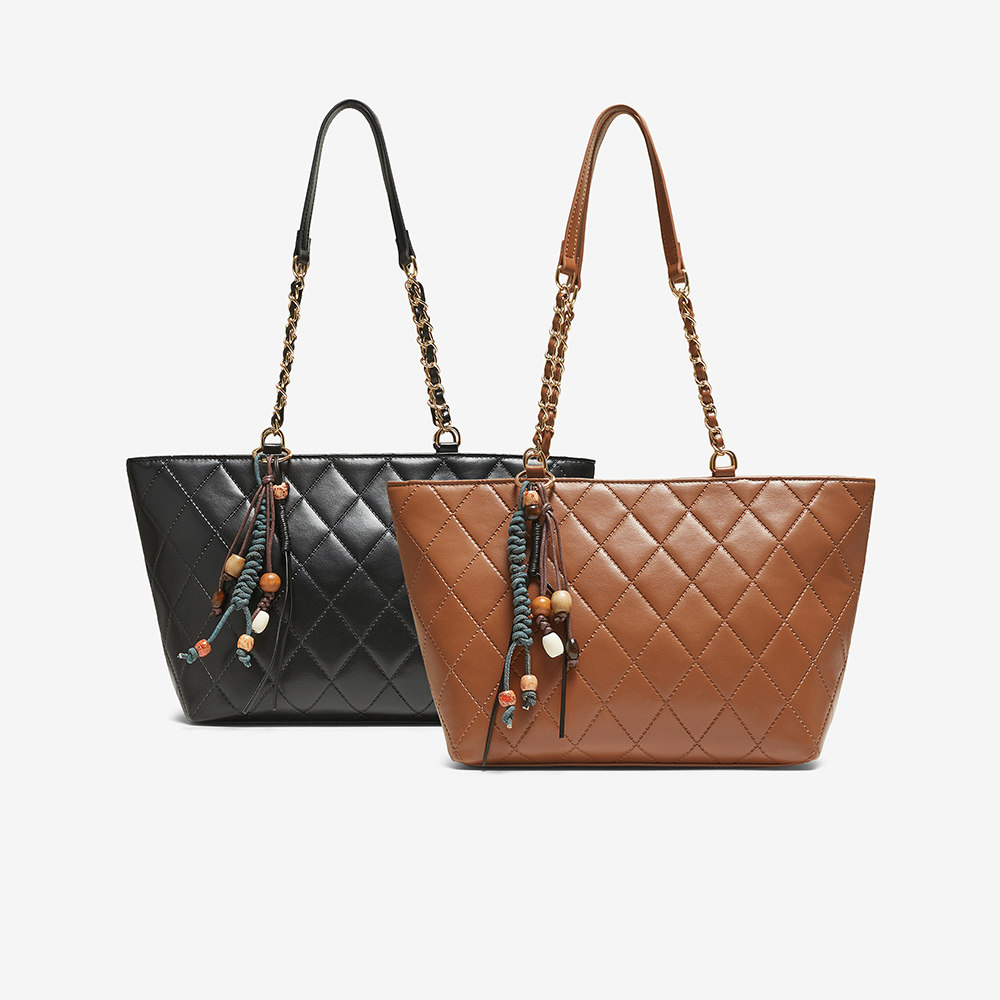 百思图25冬季商场新款菱格链条托特包时尚大容量斜挎包女TY056DX5,箱包皮具/热销女包/男包,托特包,淘宝优惠券,粉丝福利购,淘宝优惠卷