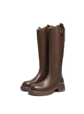 森达小V靴骑士靴女25冬新时尚潮流厚底休闲瘦瘦靴长筒靴ZTI11DG5