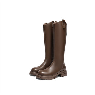 森达小V靴骑士靴女25冬新时尚 潮流厚底休闲瘦瘦靴长筒靴ZTI11DG5