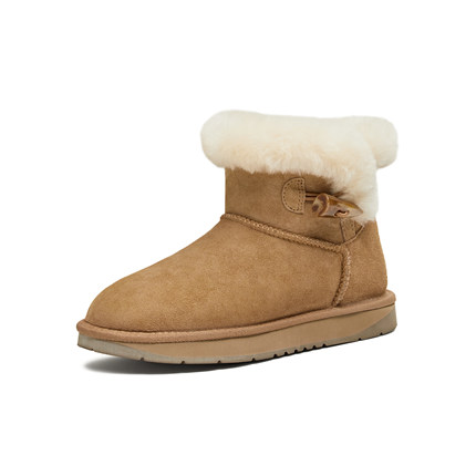 天美意复古厚底加绒保暖雪地靴棉鞋女休闲短靴2025冬新款BM341DD5