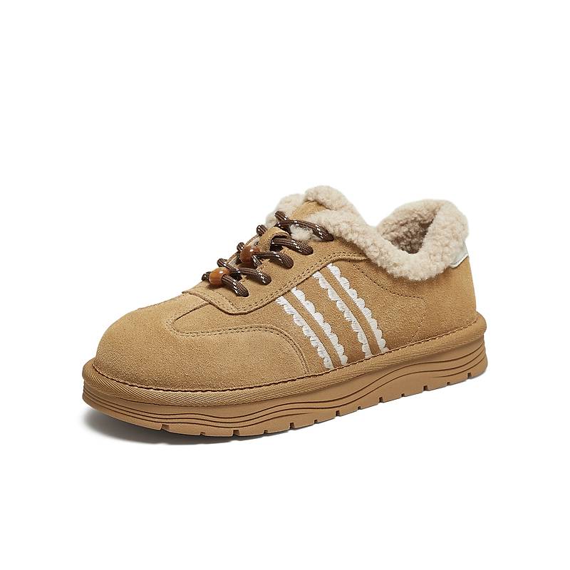 TATA他她棉鞋2025冬季厚底板鞋加绒毛毛德训鞋休闲平底鞋CUD01DM5