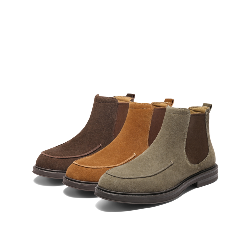 百丽男鞋中筒切尔西短靴男士25新款冬户外休闲靴加绒A2174DD5