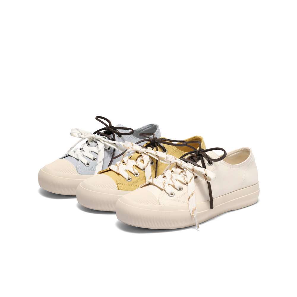 百丽双鞋带厚底帆布鞋女2025秋季新款运动休闲小白鞋子E2B1DCM5