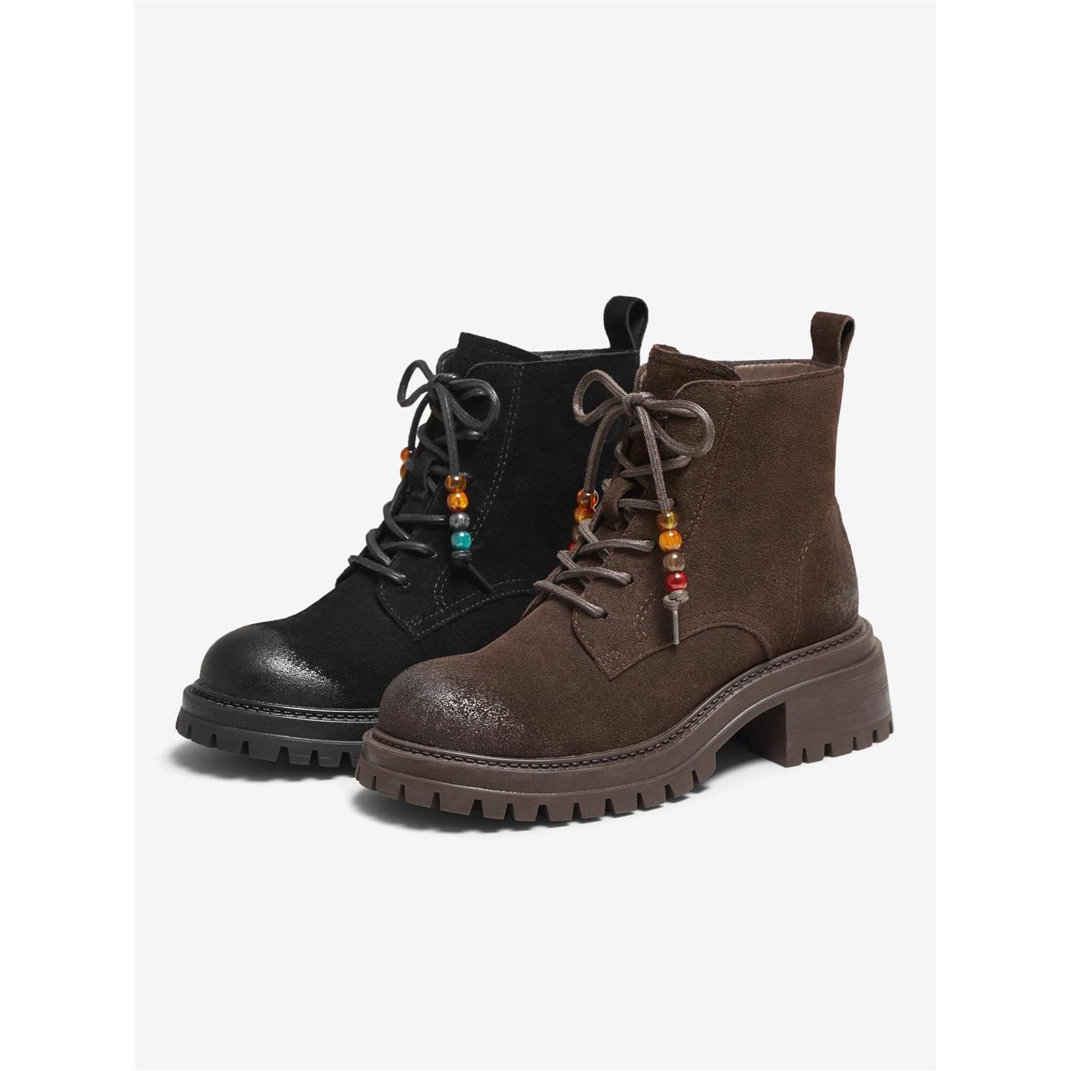 百丽2025冬新款女靴短筒靴