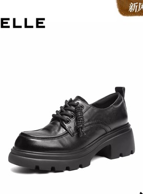 百丽复古厚底牛津鞋女商场春新款乐福黑色小皮鞋深口单鞋E9N1DAM6