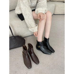 方头简约短靴KM255305 新款 杜米亚秋季