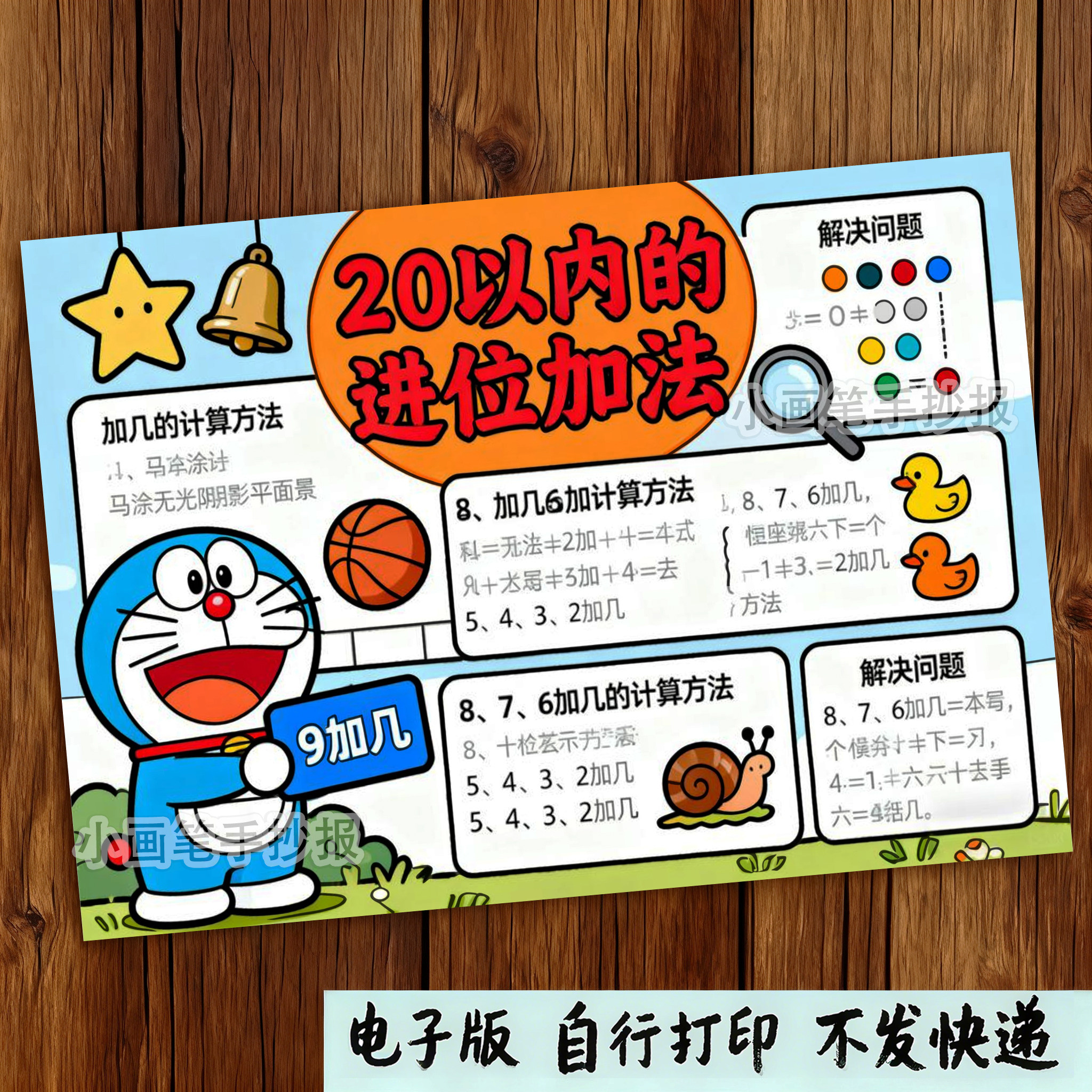 20以内的进位加法思维导图小报一年级上册第五单元数学手抄报c648,商务/设计服务,设计素材/源文件,淘宝优惠券,粉丝福利购,淘宝优惠卷