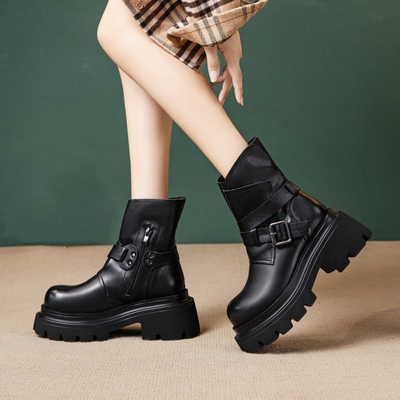 头层牛皮单靴马丁靴真皮