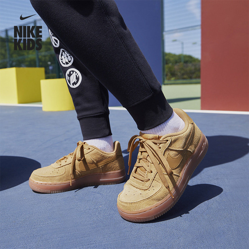 Nike耐克官方男女童AF1大童空军一号运动鞋板鞋胶底轻便BQ5485